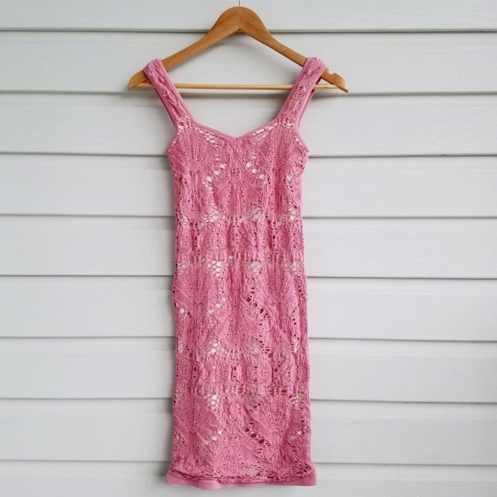 Free People Pink Body Con Textured Dress.